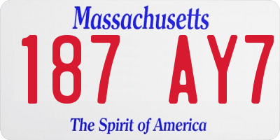 MA license plate 187AY7