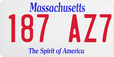 MA license plate 187AZ7