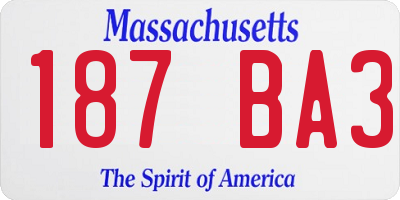 MA license plate 187BA3