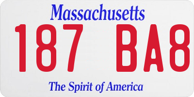 MA license plate 187BA8
