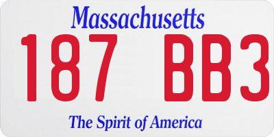 MA license plate 187BB3
