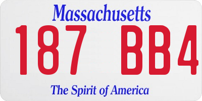 MA license plate 187BB4