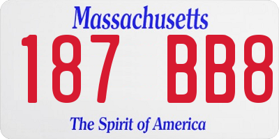 MA license plate 187BB8
