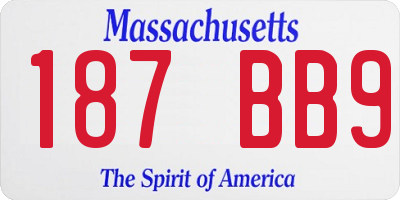 MA license plate 187BB9