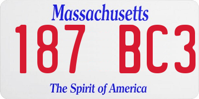 MA license plate 187BC3