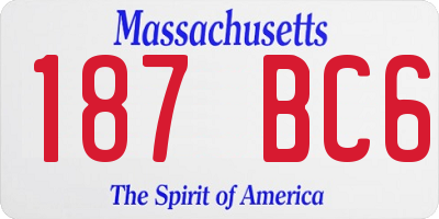 MA license plate 187BC6