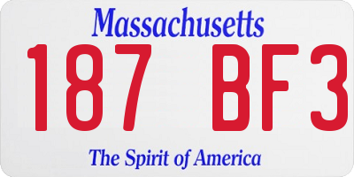 MA license plate 187BF3