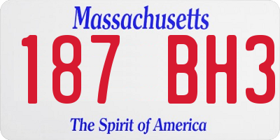 MA license plate 187BH3