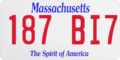 MA license plate 187BI7