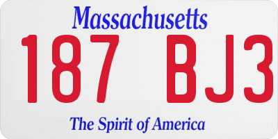 MA license plate 187BJ3