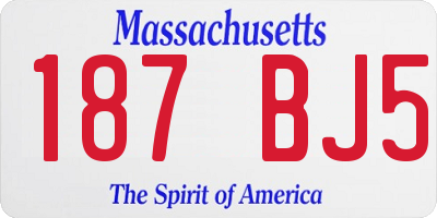 MA license plate 187BJ5