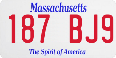 MA license plate 187BJ9