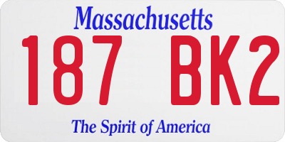 MA license plate 187BK2