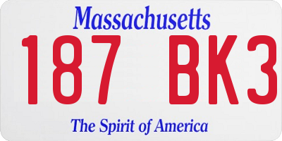 MA license plate 187BK3