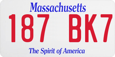 MA license plate 187BK7