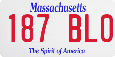 MA license plate 187BL0