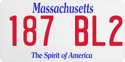 MA license plate 187BL2