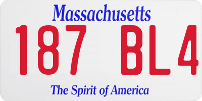 MA license plate 187BL4