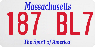 MA license plate 187BL7