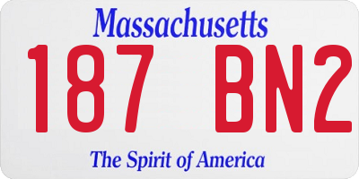 MA license plate 187BN2