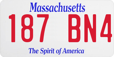 MA license plate 187BN4