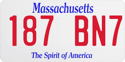 MA license plate 187BN7