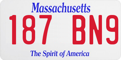 MA license plate 187BN9