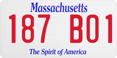 MA license plate 187BO1