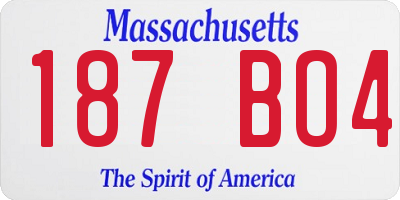 MA license plate 187BO4