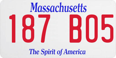 MA license plate 187BO5