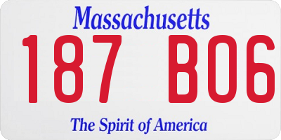 MA license plate 187BO6