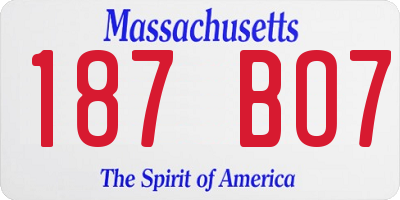 MA license plate 187BO7