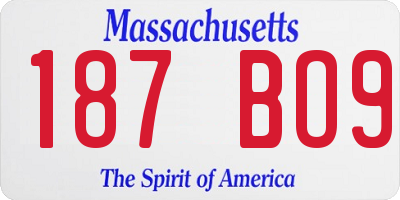MA license plate 187BO9