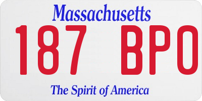 MA license plate 187BP0