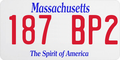 MA license plate 187BP2