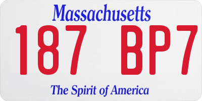 MA license plate 187BP7