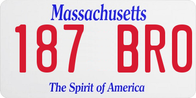 MA license plate 187BR0