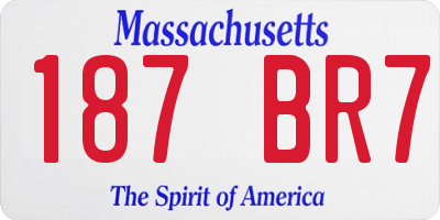 MA license plate 187BR7