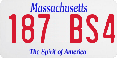 MA license plate 187BS4