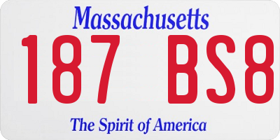 MA license plate 187BS8