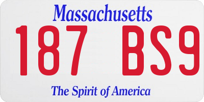 MA license plate 187BS9