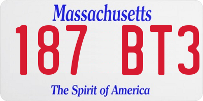 MA license plate 187BT3