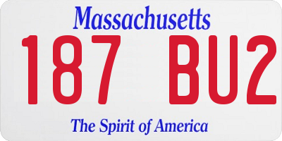 MA license plate 187BU2