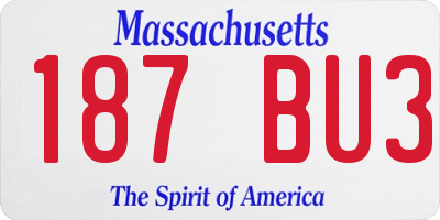 MA license plate 187BU3