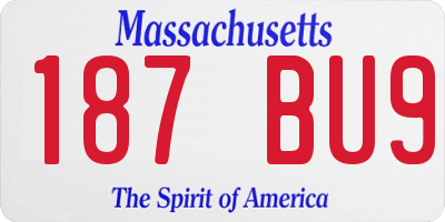 MA license plate 187BU9
