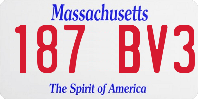 MA license plate 187BV3