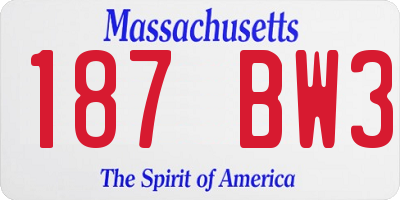 MA license plate 187BW3