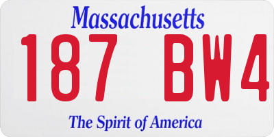 MA license plate 187BW4