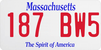 MA license plate 187BW5