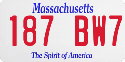 MA license plate 187BW7